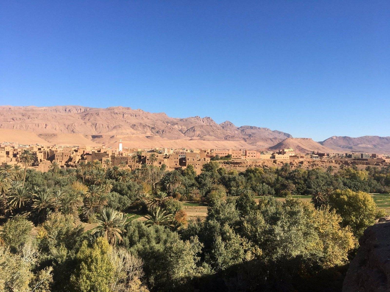 Kasbahs and palm groves in a valley of southern Morocco
